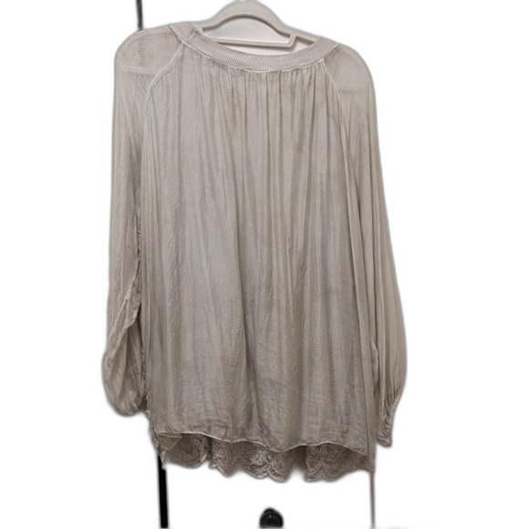 Scandal of Italy Grey wash Silk Rayon blend Billowy Blouse 1X - Picture 2 of 7